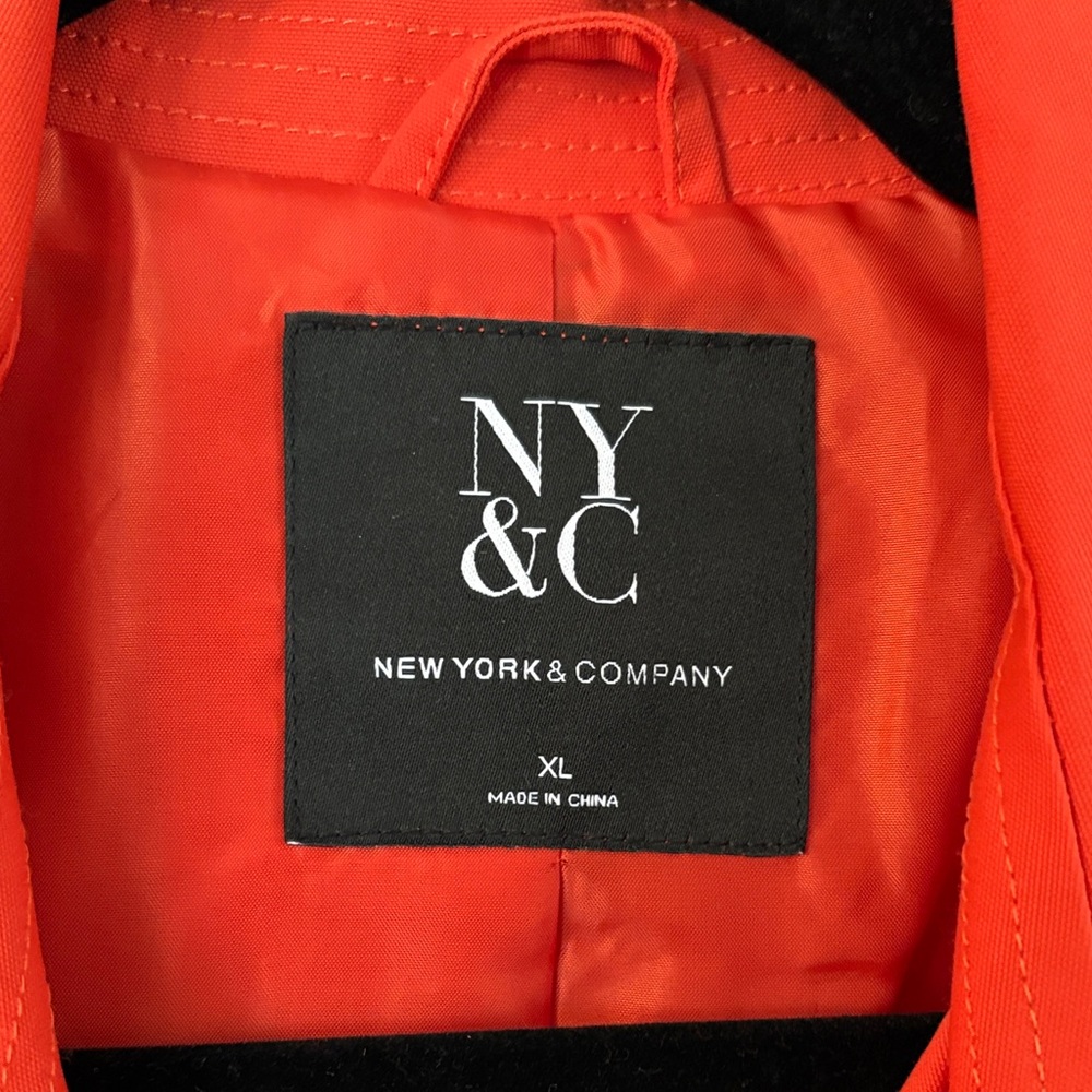 New York & Company Bold Orange Trench Coat - Picture 3 of 3
